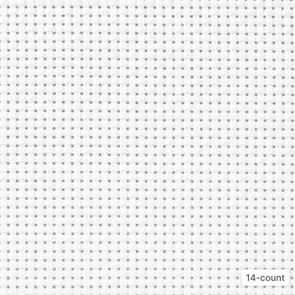Zweigart 14-count white Aida fabric showing the even hole grid