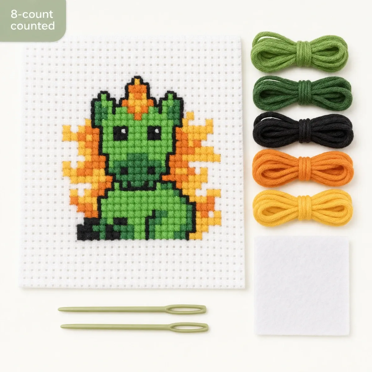 Permin My First Green Unicorn 8-count counted kit for youngsters