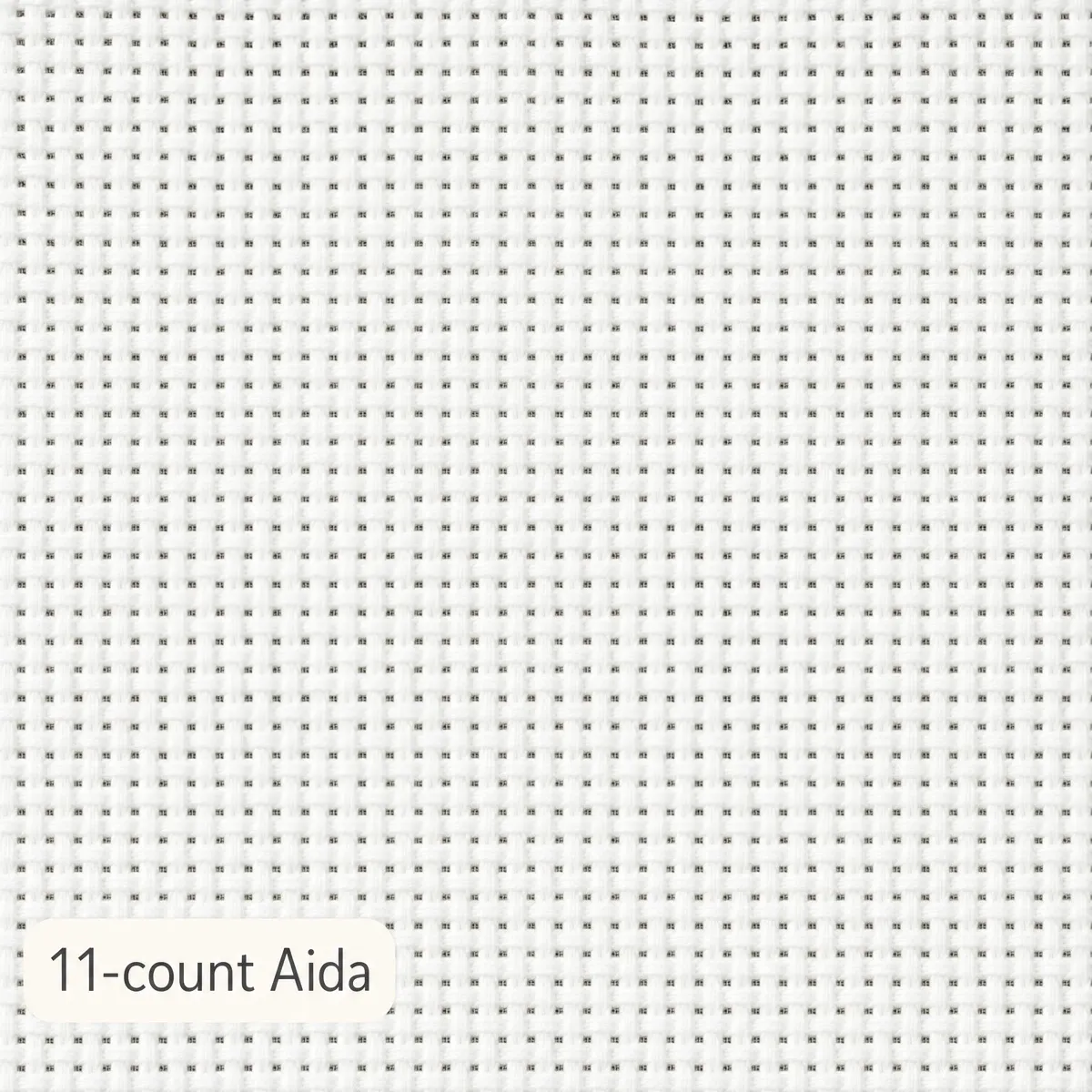Zweigart 11-count white Aida showing the open hole grid