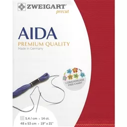 Zweigart 14 Count Aida Pre-Cut - Christmas Red