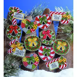 Candy Canes and Wreaths Ornaments