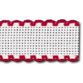 Zweigart 14 count Aida Band 50mm - White/Red