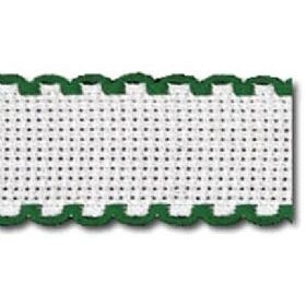 Zweigart 14 count Aida Band 50mm - White/Green