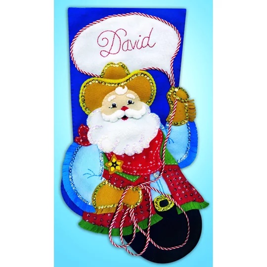 Cowboy Santa Felt Stocking