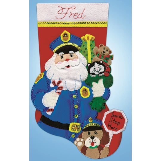 Policeman Santa Stocking