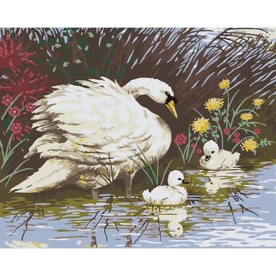 Mother Swan and Cygnets