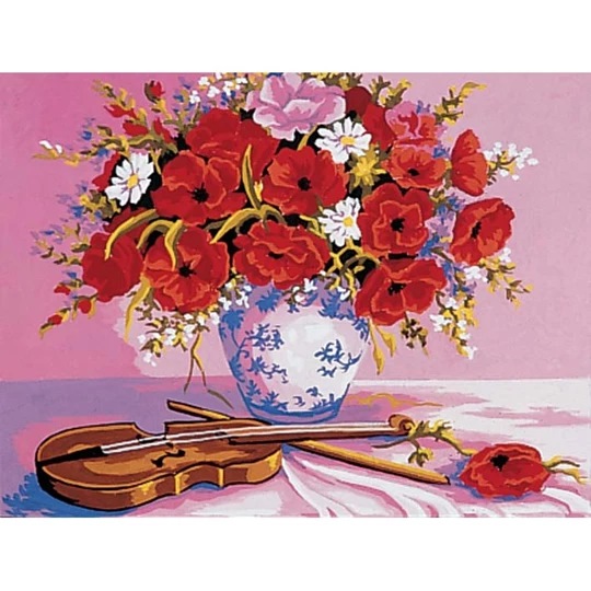 Violin and Poppies