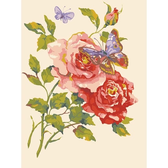 Pink Roses & Butterfly