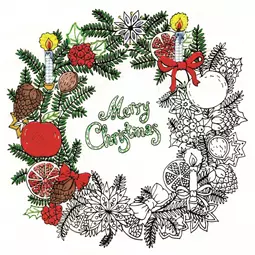 Zenbroidery Printed Fabric - Christmas Wreath