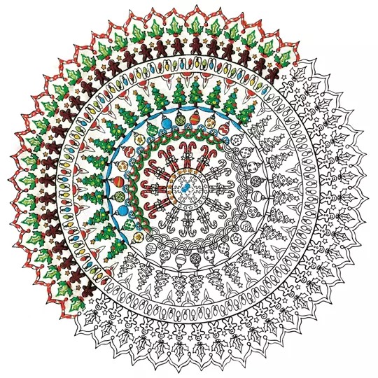 Zenbroidery Printed Fabric - Christmas Mandala