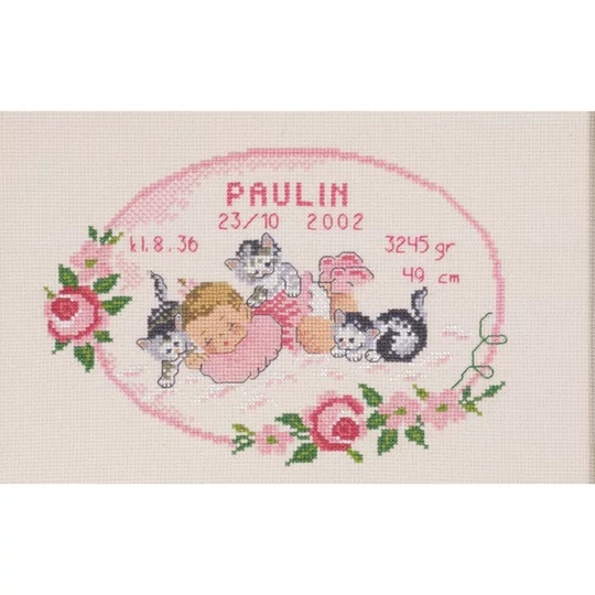 Kittens Birth Sampler Girl