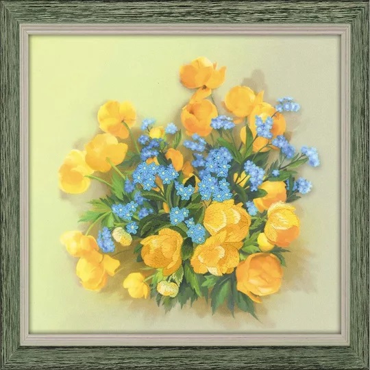 Globe Flowers Satin Stitch