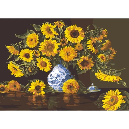 Sunflowers in a Blue Vase