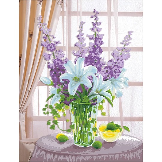 Lillies and Hollyhocks