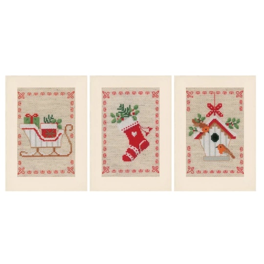 Christmas Motif Card Set of 3 