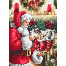 Santa Claus and Kittens Petit Point