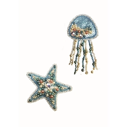 Starfish and Jelly Fish Brooches