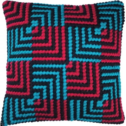 Blue and Red Bargello