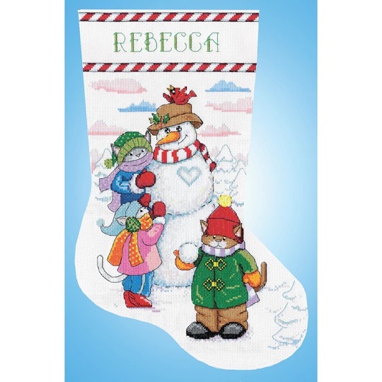 Snowman and Cats Stocking