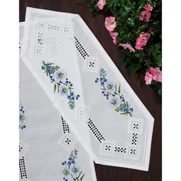 Blue Floral Hardanger Runner