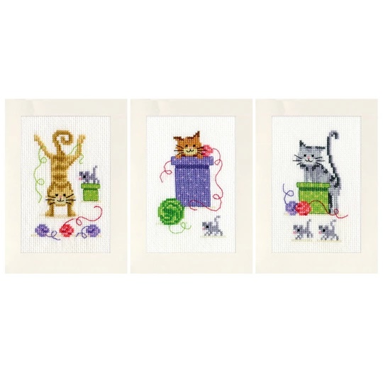 Playful Cats Greeting Cards Set of 3 