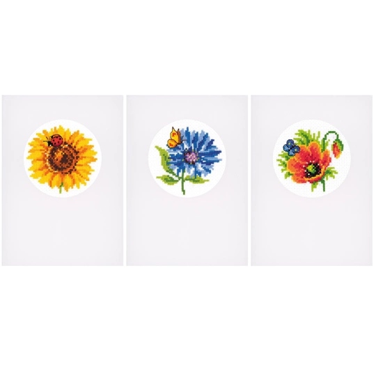 Summer Flowers Greetings Cards Set of 3 
