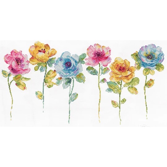 Watercolour Floral Row