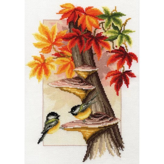 Chickadees Between Leaves 