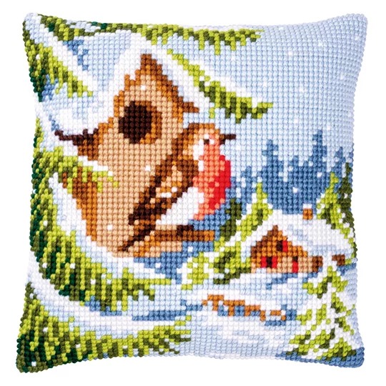 Robin in Winter Cushion 