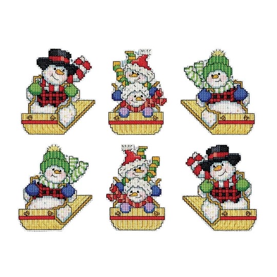 Sledding Snowman Ornaments