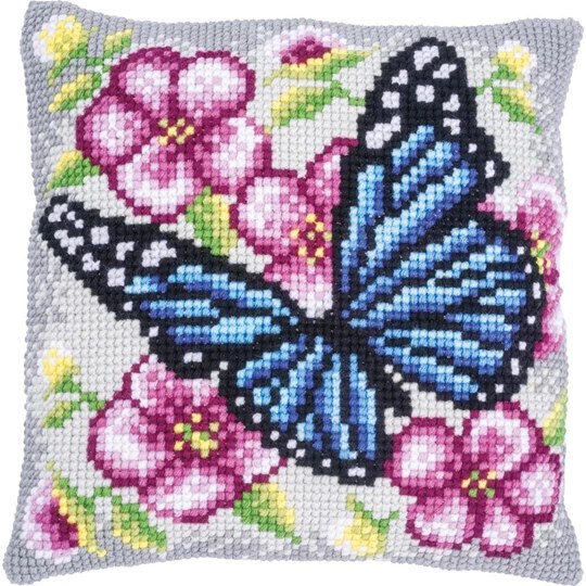 Butterfly Among Flowers Cushion 
