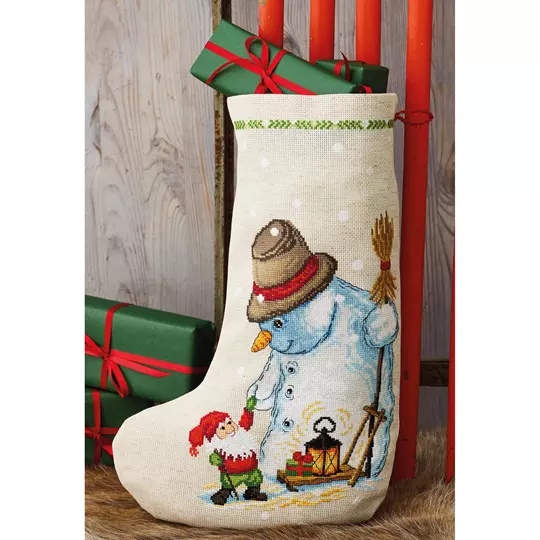Snowman and Elf Stocking