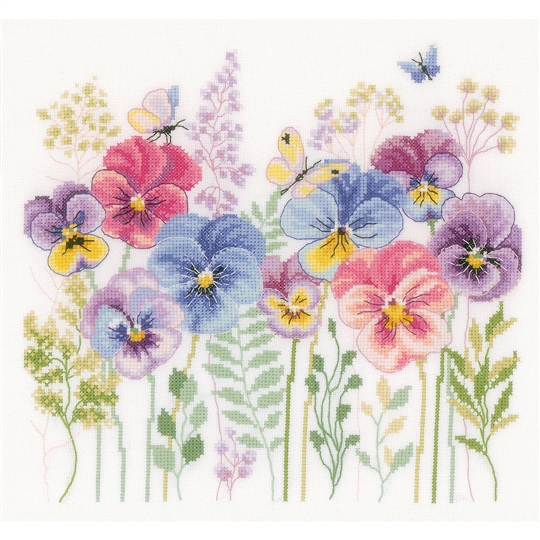 Pansies and Grasses - Evenweave