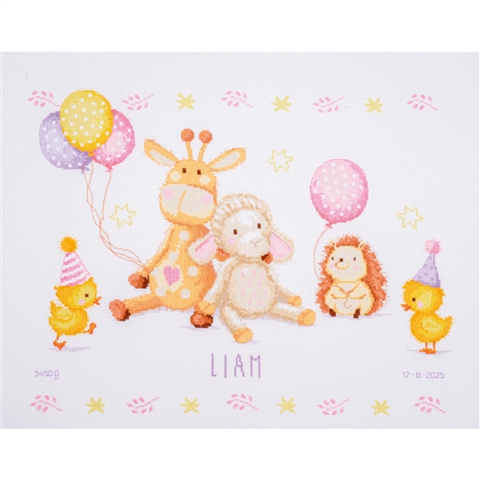 Animal Party Birth Sampler