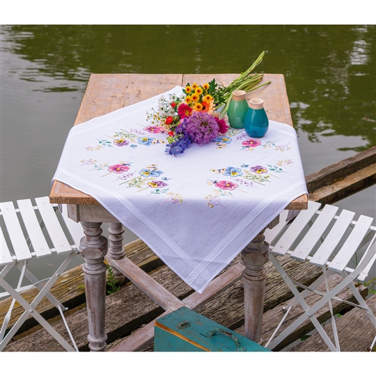 Violets Stamped Tablecloth