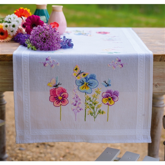 Violets Stamped Table Runner