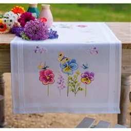 Violets Stamped Table Runner
