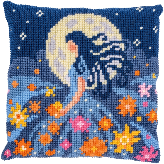 Girl with Moon Cushion