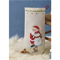 Santa Claus and Snowman Stocking