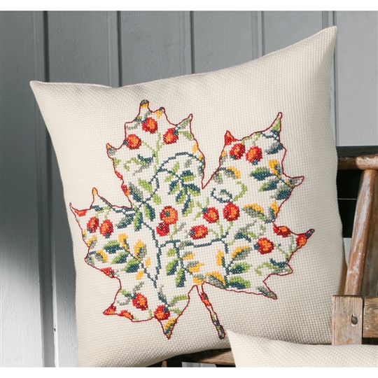 Leaf with Rosehip Cushion