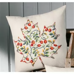 Leaf with Rosehip Cushion