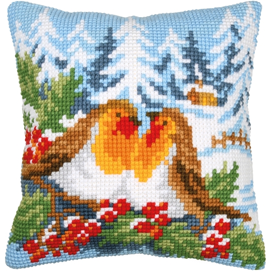 Robins in Winterland Cushion