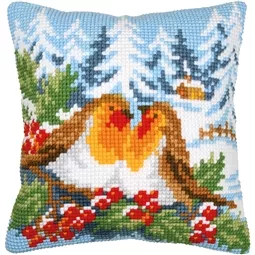 Robins in Winterland Cushion