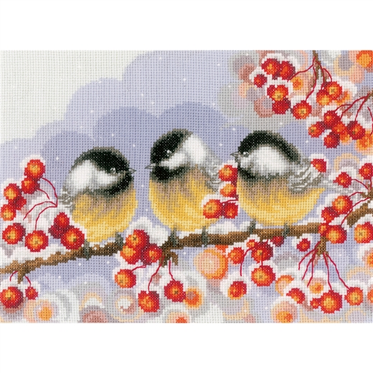 Chickadees Among Berries