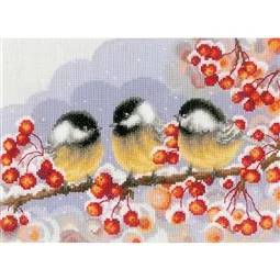 Chickadees Among Berries