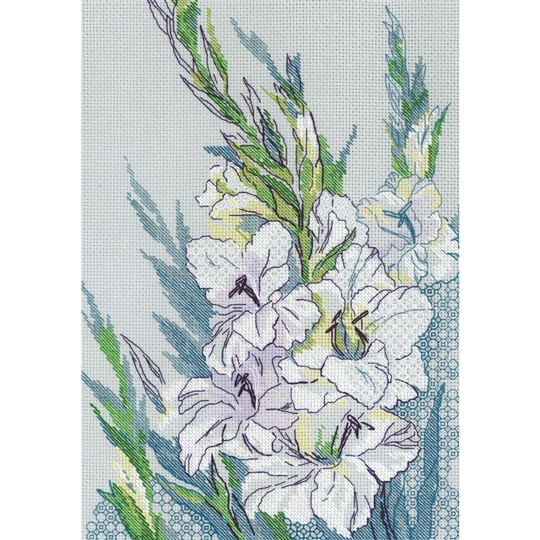 White Gladioli Blackwork