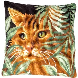 Cat Between Leaves Cushion