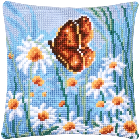 Butterfly and Flowers - Blue