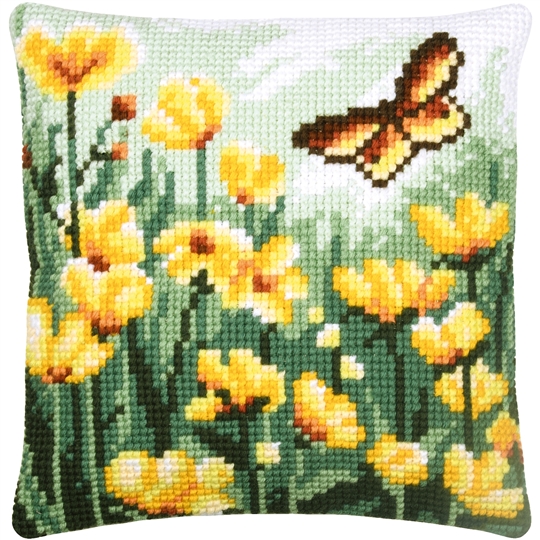 Butterfly and Flowers - Green