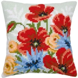 Poppy and Cornflower Cushion